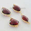 Red Garnet Natural Gemstone Vermeil Bezel Connector